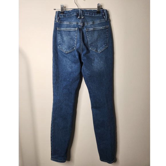 Good American High Rise Button Fly Skinny Jeans Dark Wash Size 6 28 GWADJ014T - Picture 3 of 5